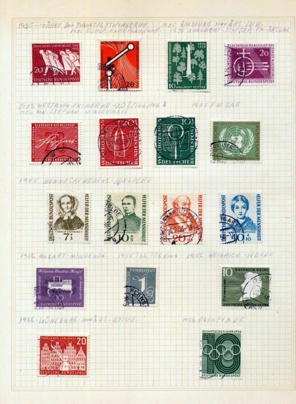 GERMANY 1955/59 Used on 10 Pages(Aprx 90 Items) (MZT 307) 