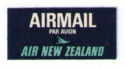 AIR NEW ZEALAND RARE VINTAGE 1966 AIRMAIL LABEL CAT #NZL-B-8 AIR MAIL CINDERELLA