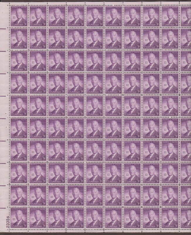 US,937,ALFRED E SMITH,MNH VF, FULL SHEET,1945 COLLECTION,MINT NH ,VF