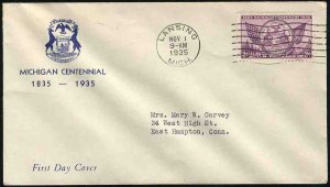 United States First Day Covers #775-95, 1935 3c Michigan Centenary, blue cach...