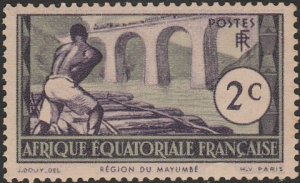 French Equitorial Africa #34 1937 2c Logging Laome River MNH.