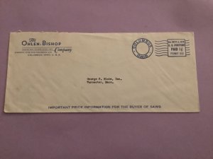 U.S. The Ohlen Bishop Company Master Saw Makers Ohio Pre Paid Stamp Cover R50829