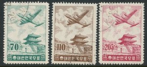 KOREA Sc#C20-C22 1957 Airmails Complete Set CTO Used