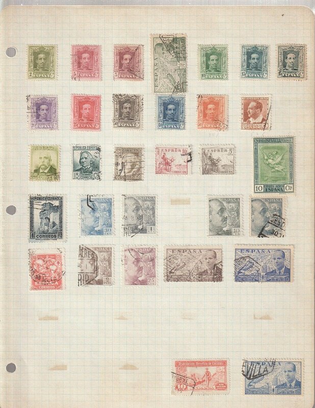 SPAIN Collection, 1920's - 1940's, 140 Used stamps on 5  Homemade Album Pages