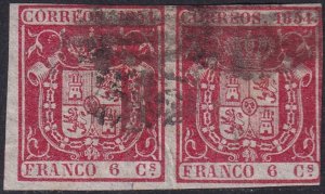 Spain 1854 Sc 26 pair used grid (parrilla) cancels