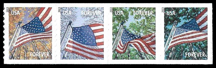 PCBstamps  US #4770/4773a Coil Strip $1.84(4x{46c})Flag/Season, MNH, (40)