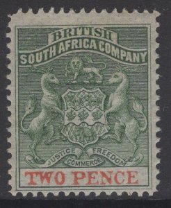 RHODESIA SG20 1892 2d DEEP DULL GREEN & VERMILION MTD MINT