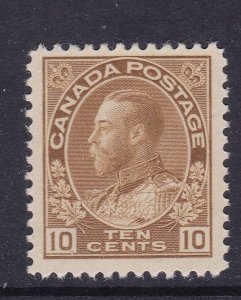 Canada Scott 118,  1925 KGV 10c bister brown, F/VF, MNH.  Scott $120