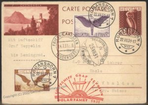 Switzerland 1931 Graf Zeppelin Mi203 1. Polarfahrt Russia Flown Cover 107728