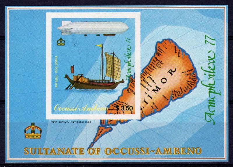 Timor (Ocussi-Ambeno) 1977 ZEPPELIN-SHIP-AMPHILEX 77 S/S IMPERFORATED MNH