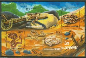 NIGER 2015 SNAKES SHEET  MINT NH