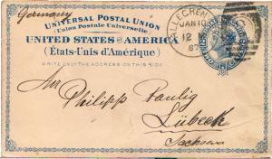 United States Pennsylvania Allegheny 1887 numeral duplex  1836-1911  2c Blue ...