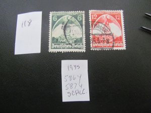 Germany 1935 USED  Signed Schlegel MI. 586Y-587Y SC 465-6 VF/XF 370 EUROS (122)