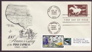 U543 Pony Express Artcraft FDC