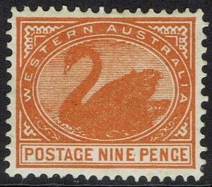 WESTERN AUSTRALIA 1902 SWAN 9D WMK V/CROWN SIDEWAYS PERF 12.5