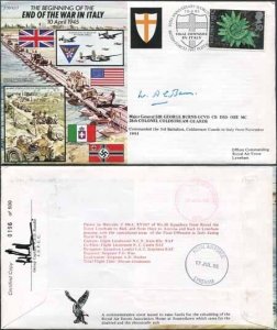 JS45/7c 50th Ann War II End of War in ITALY Signed by Maj Gen Sir G Burns (D)