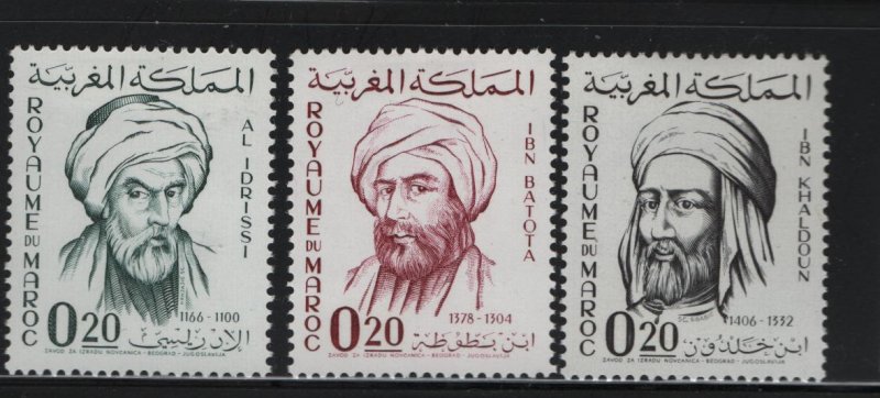 MOROCCO 86-88 (3) Short Set, Hinged, 1963-66 Famous medieval man of Morocco