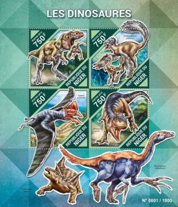 Dinosaurs Stamps Niger 2015 MNH Prehistoric Animals Tapejara Carnotaurus 4v M/S