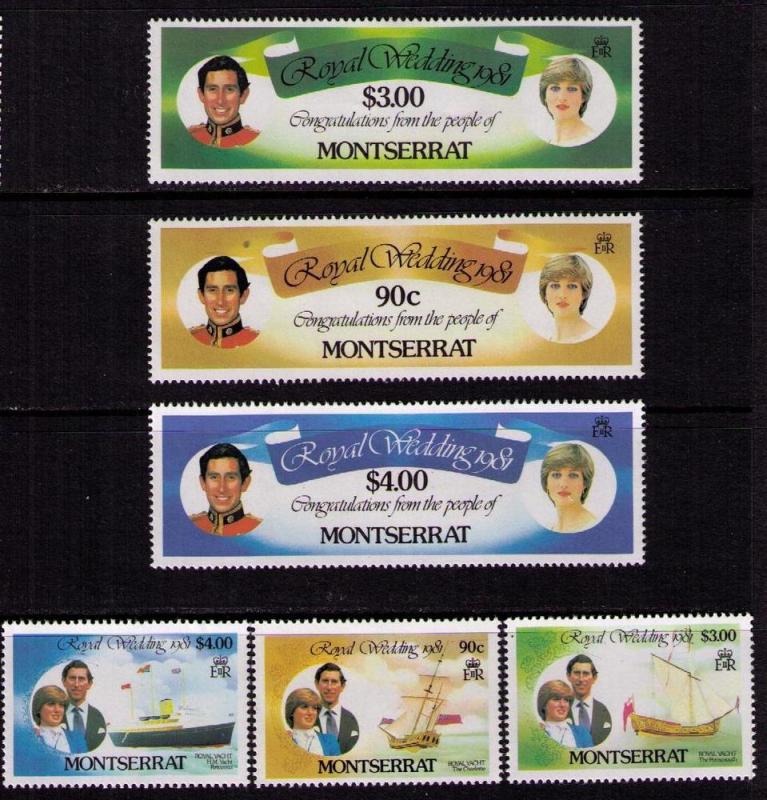 MONTSERRAT Sc# 465 - 470 MNH FVF Set6 Royal Diana & Charles