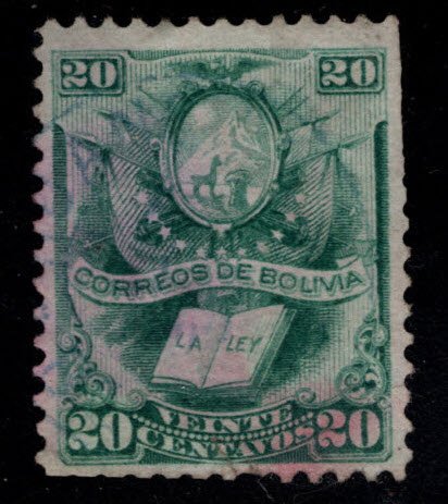 Bolivia Scott 22 Used 1878 stampt, nicely centered light cancel