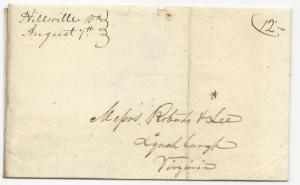 VA US STAMPLESS COVER Hillsvilee August 7, 1844