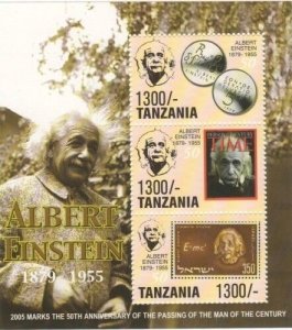Tanzania 2005 - ALBERT EINSTEIN - SHEET OF 3 STAMPS - SCOTT #2391 - MNH