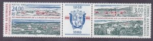 FSAT / TAAF 254a (253-54) 19990MNH Amsterdam & Kerguelen Pair + Label VF