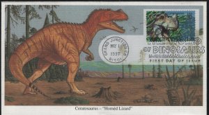 US    3136a     FDC, DINOSAURS,  HORNED LIZARD     , MYSTIC,   CACHET,