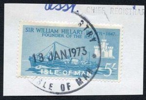 Isle of Man 5/- Blue QEII Pictorial Revenue CDS On Piece