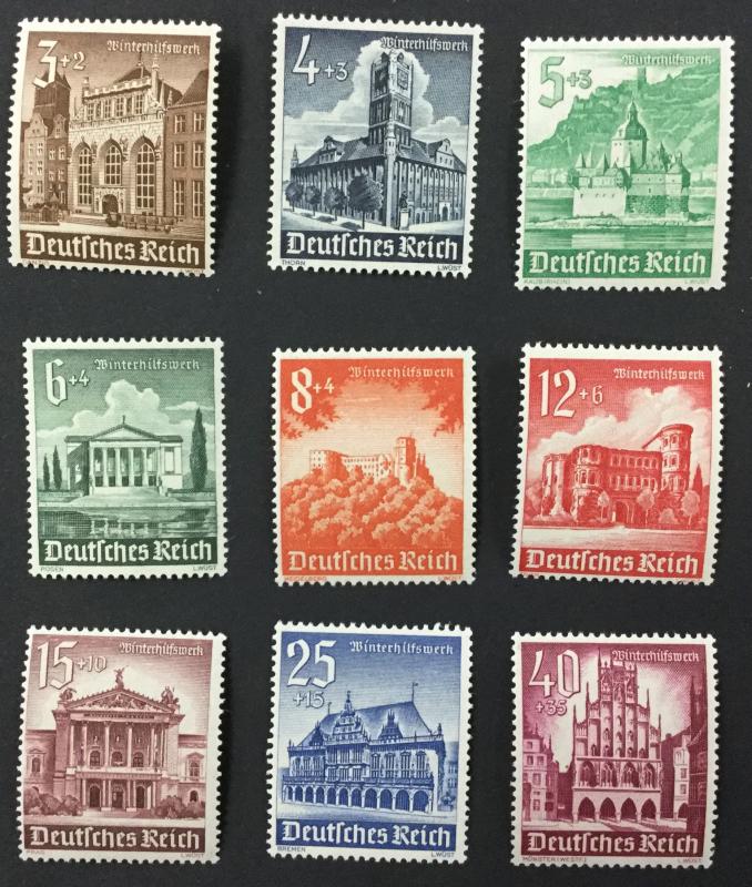 (BJ Stamps) GERMANY, B177-B185. 1940  set of 9. FVF, OG, MNH. CV $37.50.