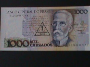 ​BRAZIL-1989-CENTRAL BANK- $1 CRUZEIROS NOVO ON $1000 CRUZEIROS UNCIR-VF