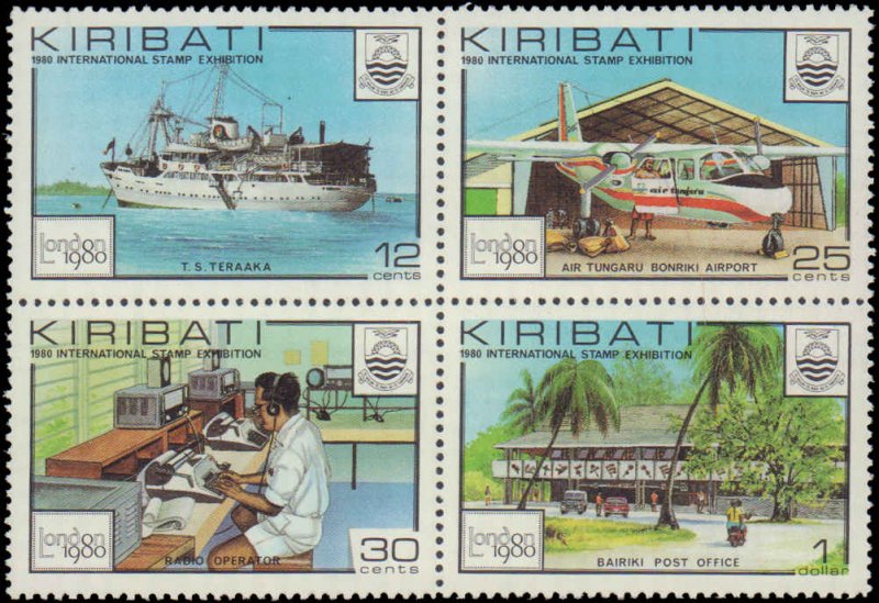 Kiribati #352-355, Complete Set(4), 1980, Stamp Show, Never Hinged