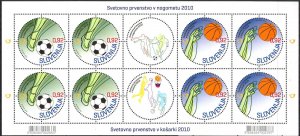 Slovenia 2010 Football Soccer Basketball World Championships sheet MNH