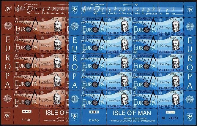 Isle of Man 282-83 sheets,MNH.Michel 278-281 klb. EUROPE CEPT-1985.Music Year.