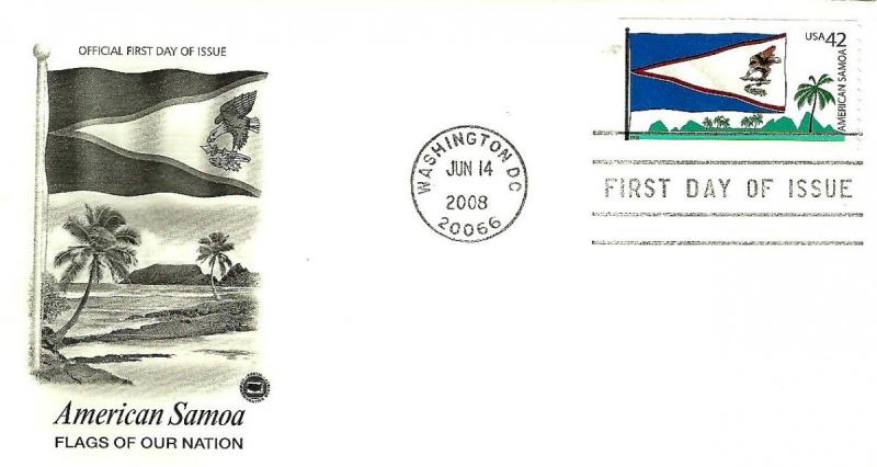 U.S. 2008 AMERICAN SAMOA Flags of our Nation Scott #4276 on a P.C.S. FDC Cach...