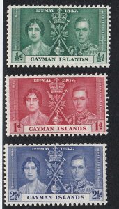 Cayman Islands # 97-99, 1937 Coronation, Mint NH, 1/2 Cat.