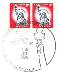 US SPECIAL POSTMARK EVENT COVER STATUE OF LIBERTY RESTORATION CANTON OHIO 1985-B