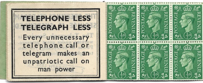 Doyle's_Stamps: 1944 WWII King George VI Booklet -- Missing One (1) Stamp