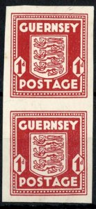 Guernsey 1941 Arms 1d imperf vert pair unmounted mint cat £200