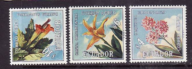 Equador-Sc#C508-10-unused NH set-Flowers-Flora-1972-