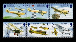 Alderney 1995 - Aircrafts - Set of 2 Strips of 3 Stamps - Scott #88-89 - MNH