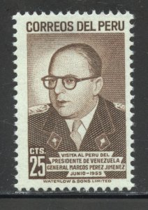 Peru Scott 467 Unused LHOG - 1956 Visit of Venezuela President - SCV $0.60