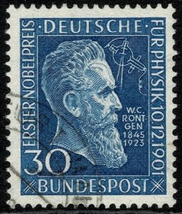 GERMANY 1951 50th ANNI. of AWARD RONTGEN 30pf BLUE USED (VFU) SG1073 P.14 SUPERB