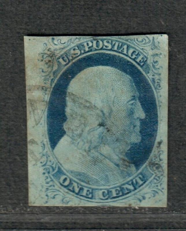 US Sc#9 Used/VF, Doporto Cert, POS 1R1L Recut Once At Bottom, Cv. $115