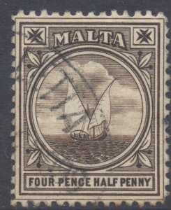 Malta Scott 15 - SG32, 1899 Victoria 4.1/2d used