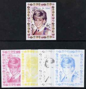 Chad 1997 Princess Diana 300f series #4 imperf deluxe she...