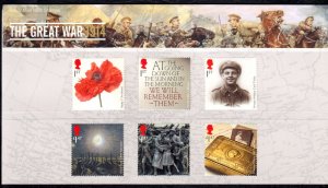 Great Britain 2014 World War I Complete Mint MNH Set in Pack SC 3312-3317