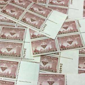 1002     Chemical Society.     25 MNH  3¢ Stamp Plate Blocks.    Issued In 1951.