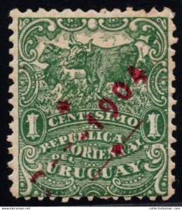 1904 Uruguay civil war peace cattle cow error partial overprint #169 MLH