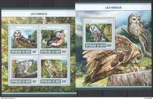 2017 Niger Owls Birds Fauna #5022-25+Bl707 ** Fd0970